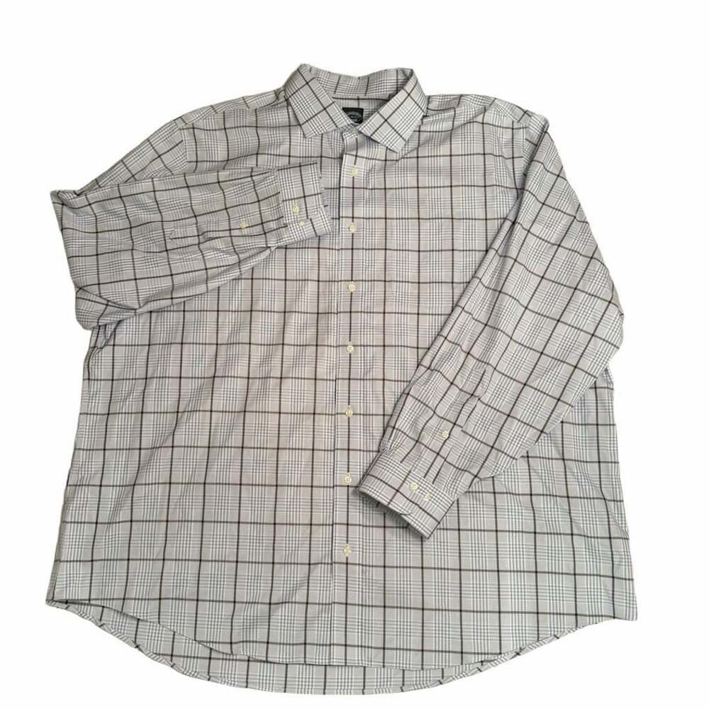 Brooks Brothers Mens Size 19-36/37 Blue Brown Plaid Non-Iron Stretch Button Down
